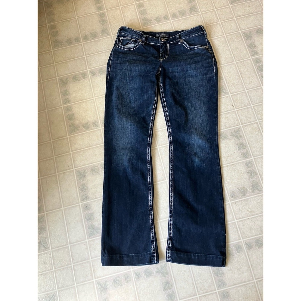 Silver Jeans Co NatSuki Heavy White Stitch Blue Jeans Plus size 32 L 35
